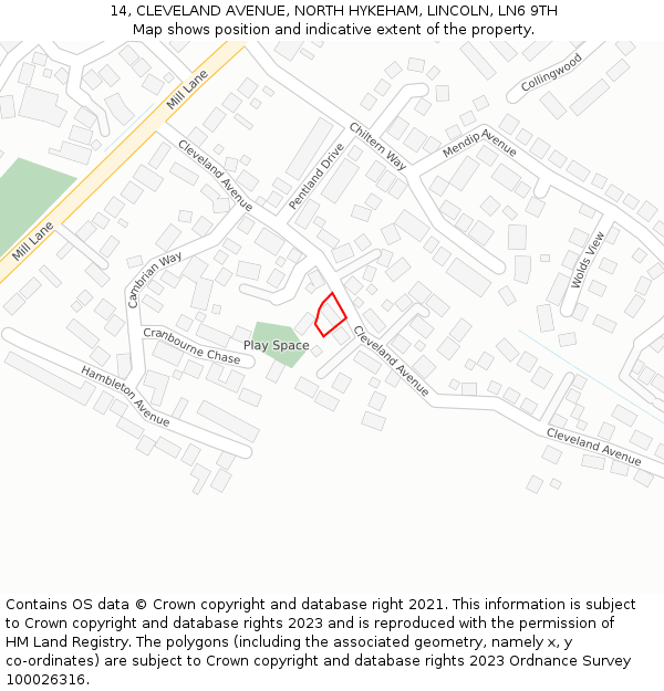 14, CLEVELAND AVENUE, NORTH HYKEHAM, LINCOLN, LN6 9TH: Location map and indicative extent of plot
