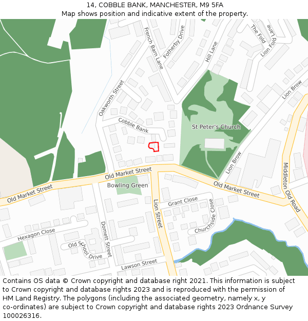14, COBBLE BANK, MANCHESTER, M9 5FA: Location map and indicative extent of plot