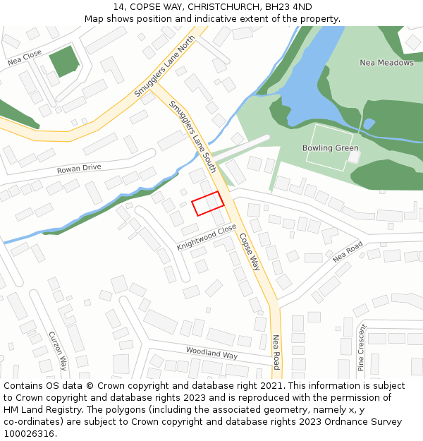14, COPSE WAY, CHRISTCHURCH, BH23 4ND: Location map and indicative extent of plot