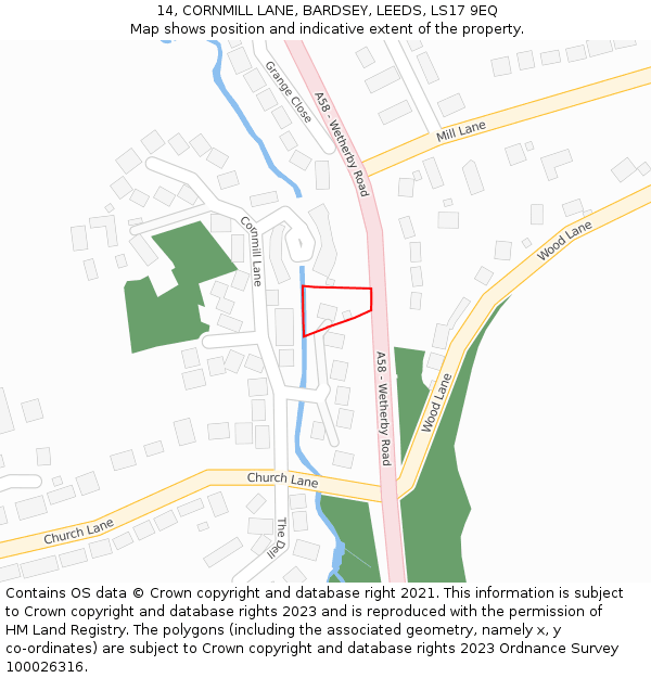 14, CORNMILL LANE, BARDSEY, LEEDS, LS17 9EQ: Location map and indicative extent of plot