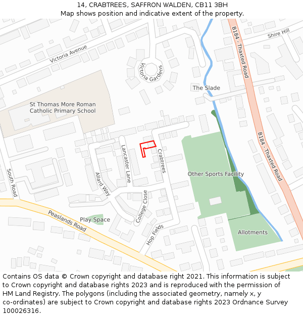 14, CRABTREES, SAFFRON WALDEN, CB11 3BH: Location map and indicative extent of plot