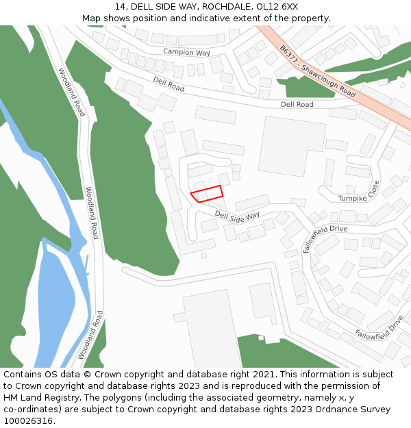 14, DELL SIDE WAY, ROCHDALE, OL12 6XX: Location map and indicative extent of plot