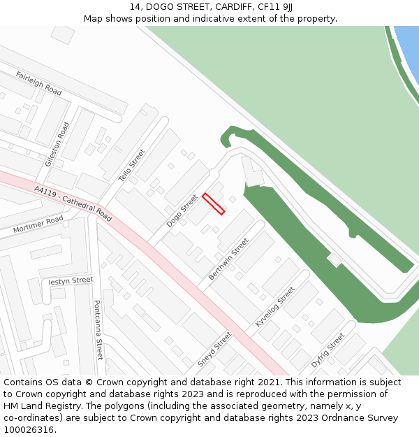 14, DOGO STREET, CARDIFF, CF11 9JJ: Location map and indicative extent of plot