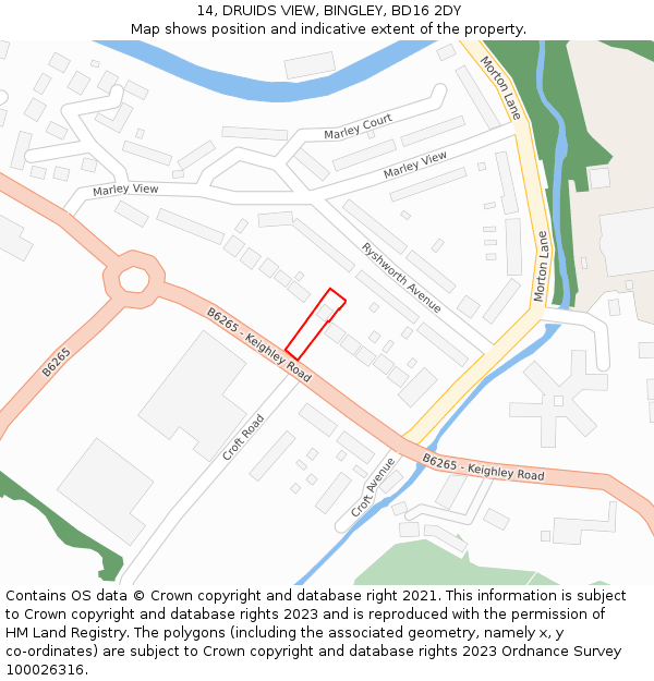14, DRUIDS VIEW, BINGLEY, BD16 2DY: Location map and indicative extent of plot