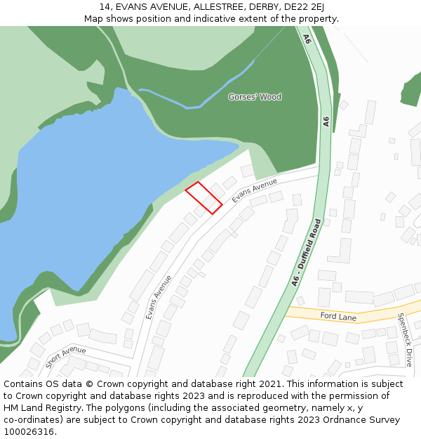 14, EVANS AVENUE, ALLESTREE, DERBY, DE22 2EJ: Location map and indicative extent of plot