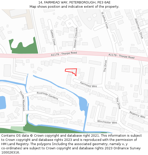 14, FAIRMEAD WAY, PETERBOROUGH, PE3 6AE: Location map and indicative extent of plot