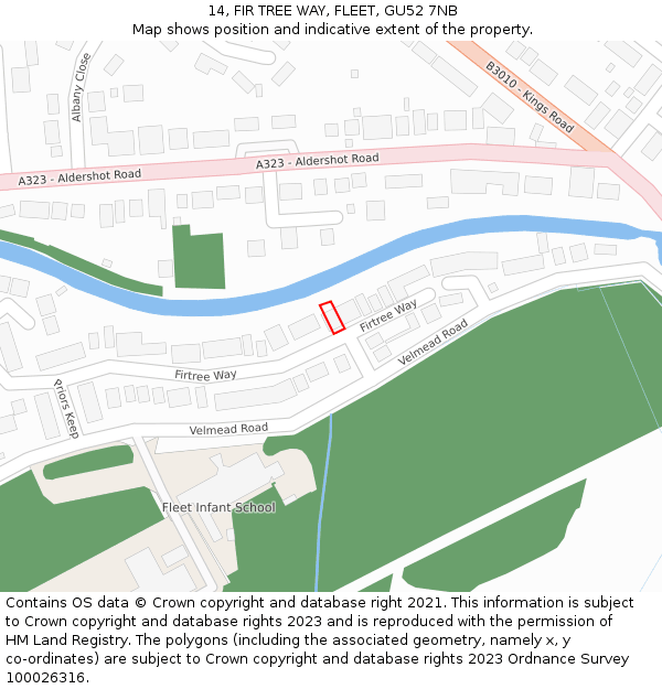 14, FIR TREE WAY, FLEET, GU52 7NB: Location map and indicative extent of plot