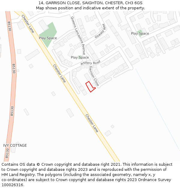 14, GARRISON CLOSE, SAIGHTON, CHESTER, CH3 6GS: Location map and indicative extent of plot