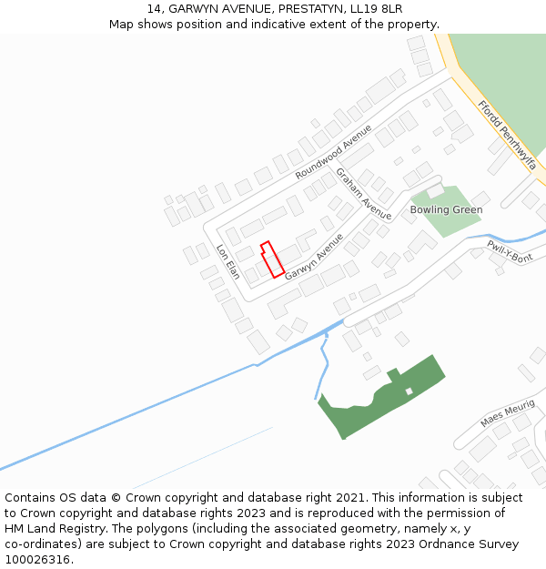14, GARWYN AVENUE, PRESTATYN, LL19 8LR: Location map and indicative extent of plot