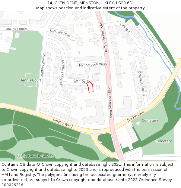14, GLEN DENE, MENSTON, ILKLEY, LS29 6DL: Location map and indicative extent of plot
