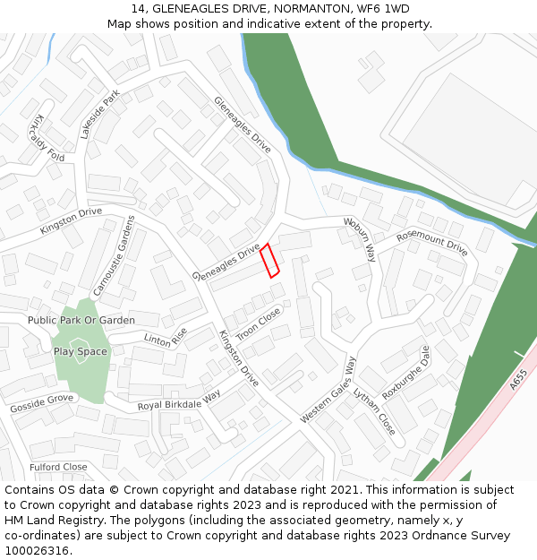 14, GLENEAGLES DRIVE, NORMANTON, WF6 1WD: Location map and indicative extent of plot