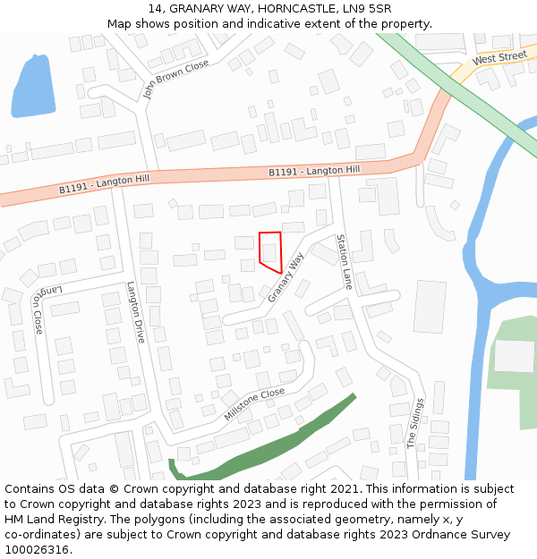 14, GRANARY WAY, HORNCASTLE, LN9 5SR: Location map and indicative extent of plot
