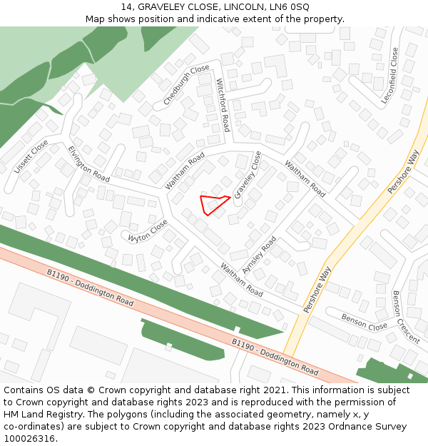 14, GRAVELEY CLOSE, LINCOLN, LN6 0SQ: Location map and indicative extent of plot