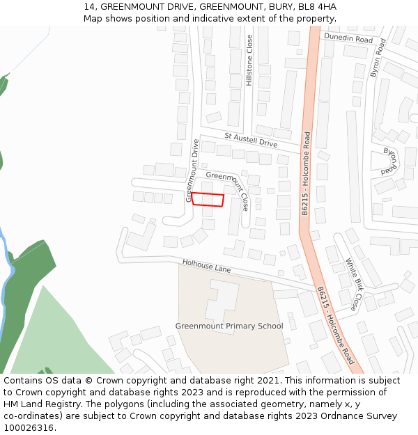 14, GREENMOUNT DRIVE, GREENMOUNT, BURY, BL8 4HA: Location map and indicative extent of plot