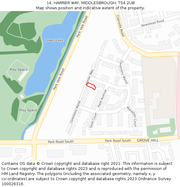 14, HARRIER WAY, MIDDLESBROUGH, TS4 2UB: Location map and indicative extent of plot