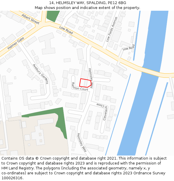 14, HELMSLEY WAY, SPALDING, PE12 6BG: Location map and indicative extent of plot