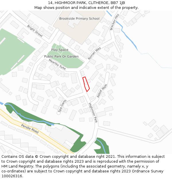 14, HIGHMOOR PARK, CLITHEROE, BB7 1JB: Location map and indicative extent of plot