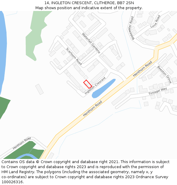 14, INGLETON CRESCENT, CLITHEROE, BB7 2SN: Location map and indicative extent of plot