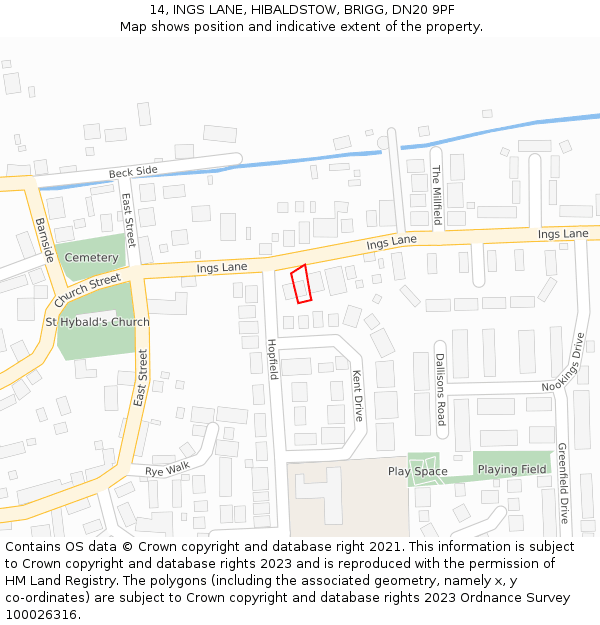14, INGS LANE, HIBALDSTOW, BRIGG, DN20 9PF: Location map and indicative extent of plot