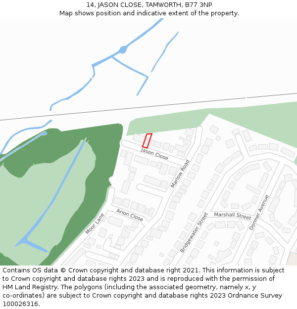 14, JASON CLOSE, TAMWORTH, B77 3NP: Location map and indicative extent of plot