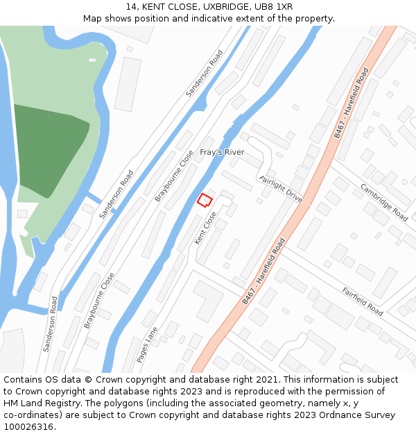 14, KENT CLOSE, UXBRIDGE, UB8 1XR: Location map and indicative extent of plot
