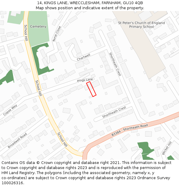 14, KINGS LANE, WRECCLESHAM, FARNHAM, GU10 4QB: Location map and indicative extent of plot