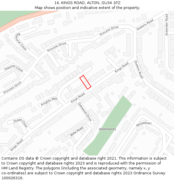 14, KINGS ROAD, ALTON, GU34 1PZ: Location map and indicative extent of plot