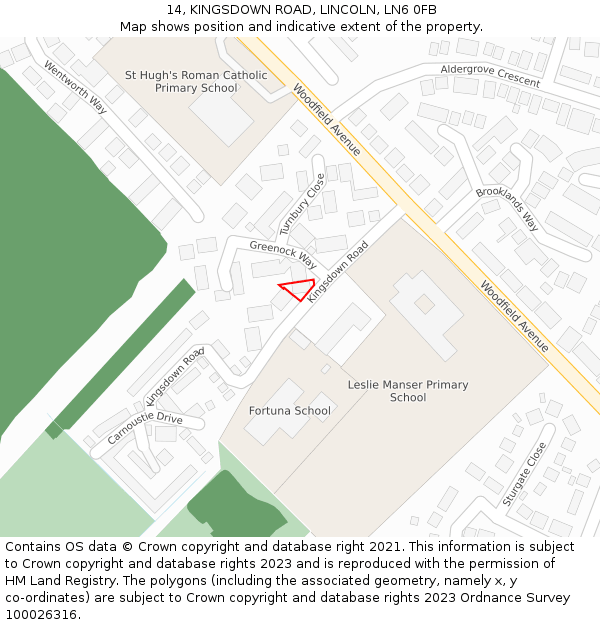 14, KINGSDOWN ROAD, LINCOLN, LN6 0FB: Location map and indicative extent of plot