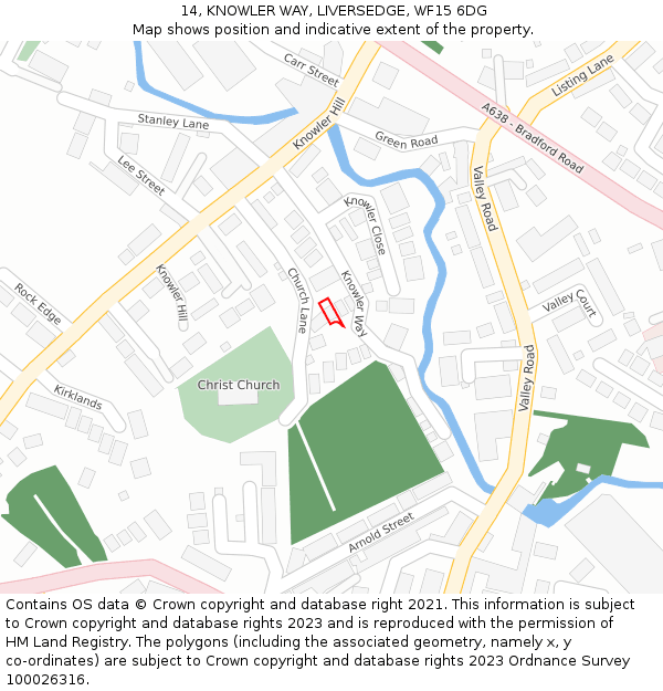 14, KNOWLER WAY, LIVERSEDGE, WF15 6DG: Location map and indicative extent of plot