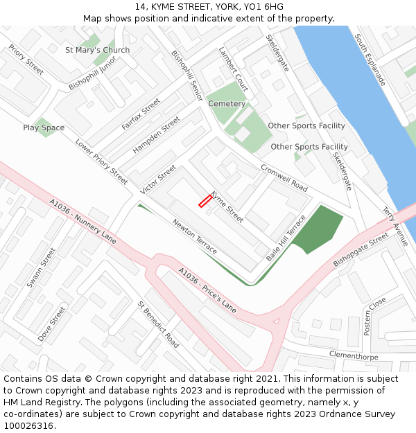 14, KYME STREET, YORK, YO1 6HG: Location map and indicative extent of plot