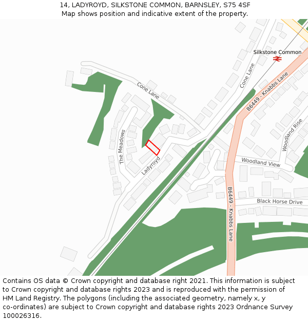 14, LADYROYD, SILKSTONE COMMON, BARNSLEY, S75 4SF: Location map and indicative extent of plot