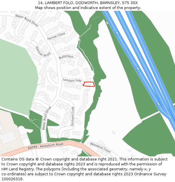 14, LAMBERT FOLD, DODWORTH, BARNSLEY, S75 3SX: Location map and indicative extent of plot