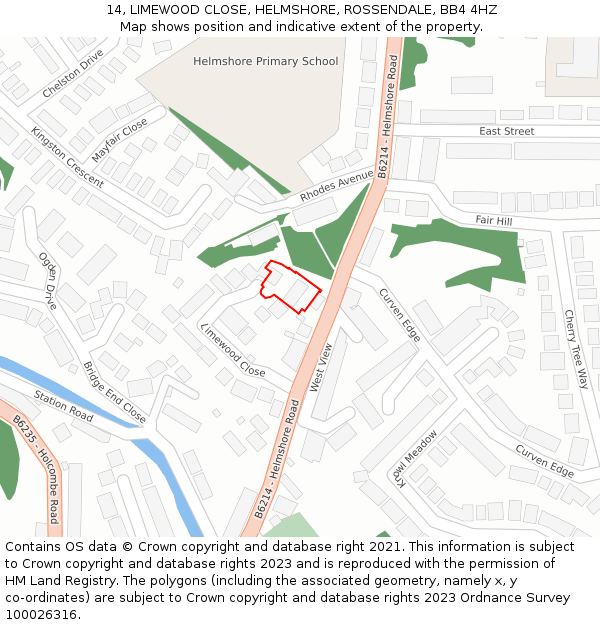 14, LIMEWOOD CLOSE, HELMSHORE, ROSSENDALE, BB4 4HZ: Location map and indicative extent of plot
