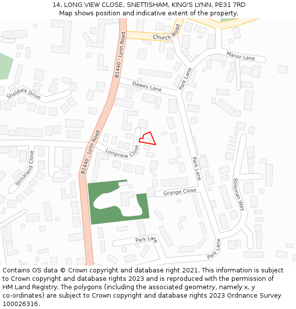 14, LONG VIEW CLOSE, SNETTISHAM, KING'S LYNN, PE31 7RD: Location map and indicative extent of plot