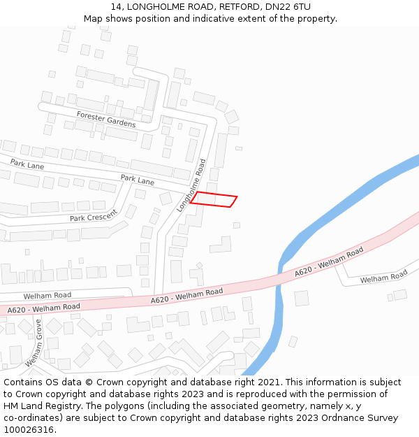 14, LONGHOLME ROAD, RETFORD, DN22 6TU: Location map and indicative extent of plot