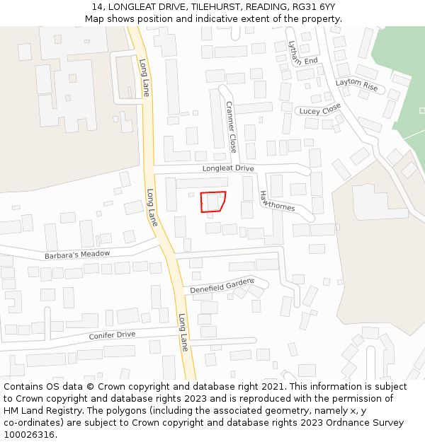 14, LONGLEAT DRIVE, TILEHURST, READING, RG31 6YY: Location map and indicative extent of plot