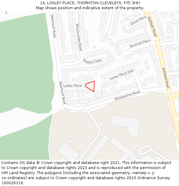 14, LOXLEY PLACE, THORNTON-CLEVELEYS, FY5 3HH: Location map and indicative extent of plot