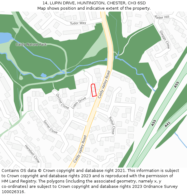 14, LUPIN DRIVE, HUNTINGTON, CHESTER, CH3 6SD: Location map and indicative extent of plot