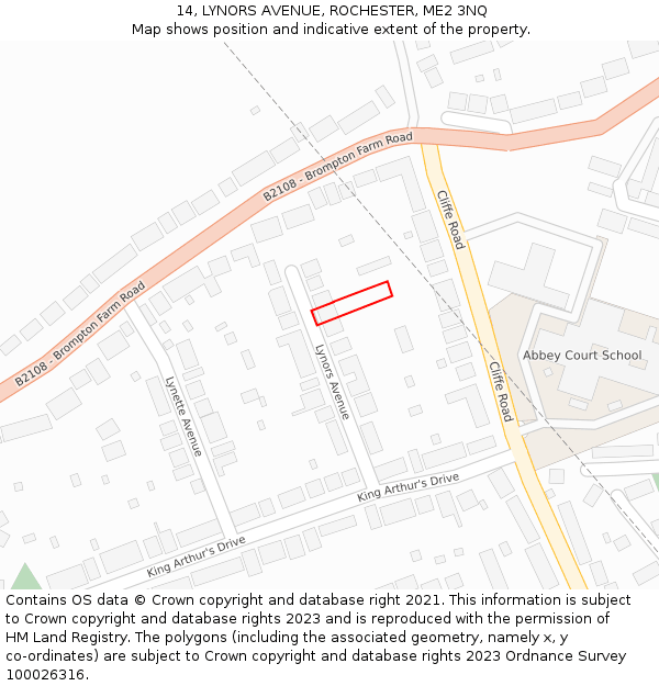 14, LYNORS AVENUE, ROCHESTER, ME2 3NQ: Location map and indicative extent of plot