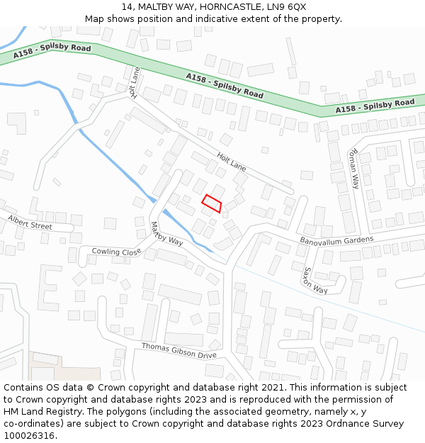 14, MALTBY WAY, HORNCASTLE, LN9 6QX: Location map and indicative extent of plot