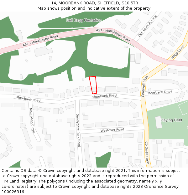 14, MOORBANK ROAD, SHEFFIELD, S10 5TR: Location map and indicative extent of plot