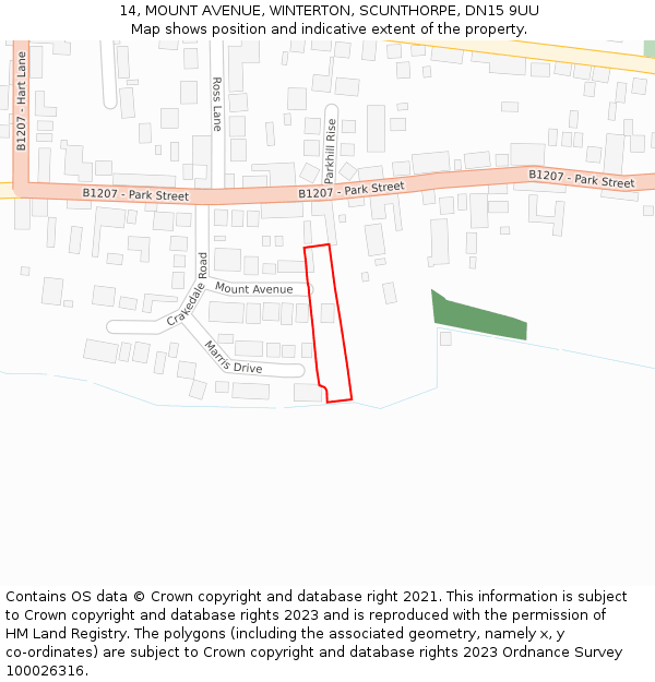 14, MOUNT AVENUE, WINTERTON, SCUNTHORPE, DN15 9UU: Location map and indicative extent of plot