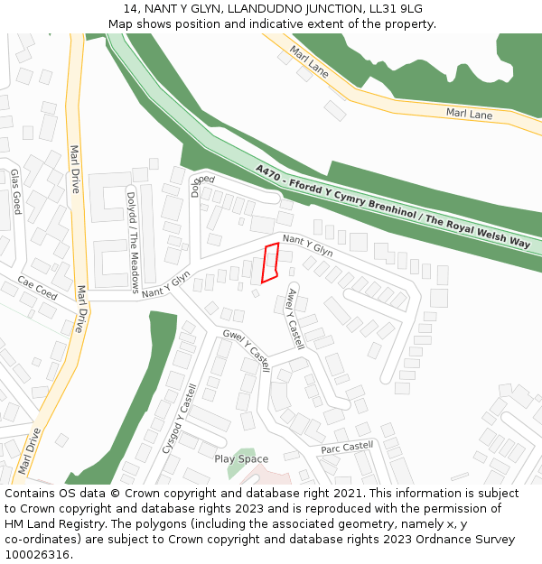 14, NANT Y GLYN, LLANDUDNO JUNCTION, LL31 9LG: Location map and indicative extent of plot