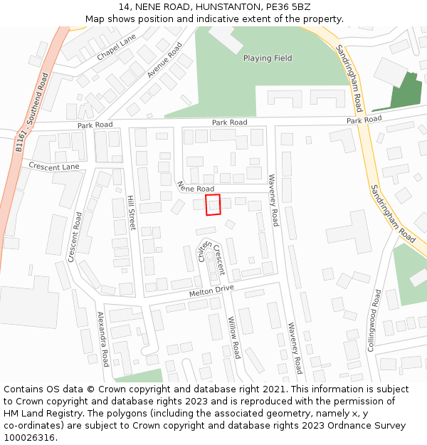 14, NENE ROAD, HUNSTANTON, PE36 5BZ: Location map and indicative extent of plot