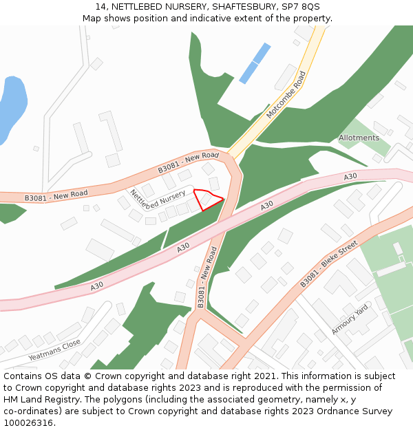 14, NETTLEBED NURSERY, SHAFTESBURY, SP7 8QS: Location map and indicative extent of plot
