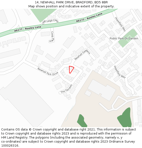 14, NEWHALL PARK DRIVE, BRADFORD, BD5 8BR: Location map and indicative extent of plot