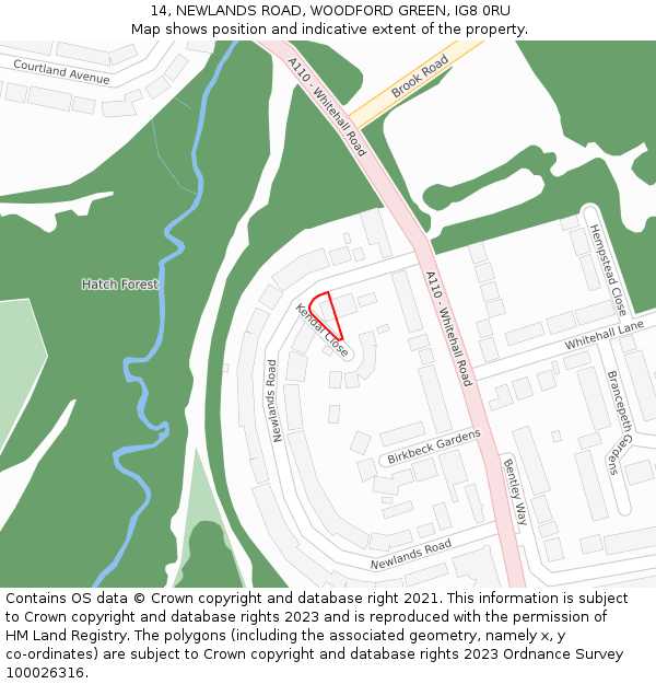 14, NEWLANDS ROAD, WOODFORD GREEN, IG8 0RU: Location map and indicative extent of plot