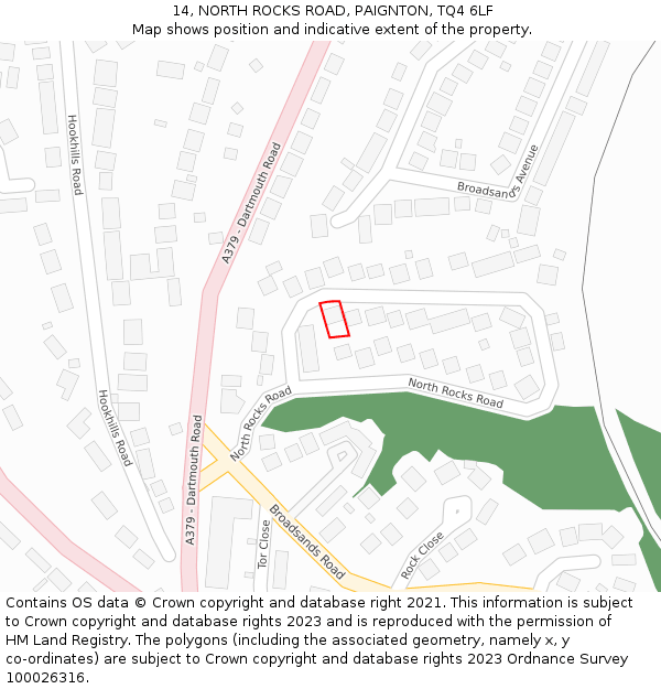 14, NORTH ROCKS ROAD, PAIGNTON, TQ4 6LF: Location map and indicative extent of plot