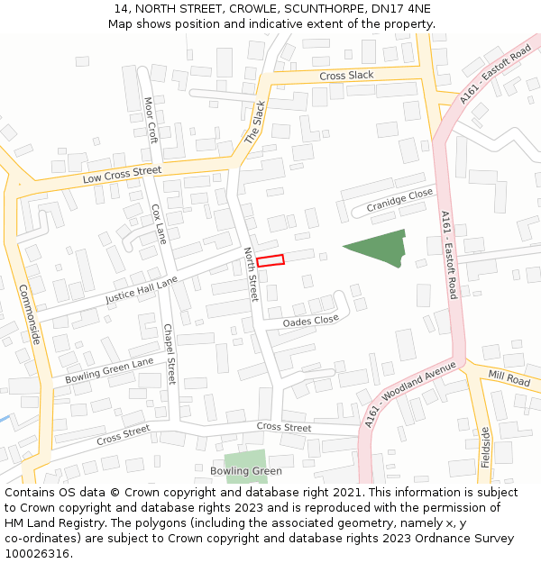 14, NORTH STREET, CROWLE, SCUNTHORPE, DN17 4NE: Location map and indicative extent of plot