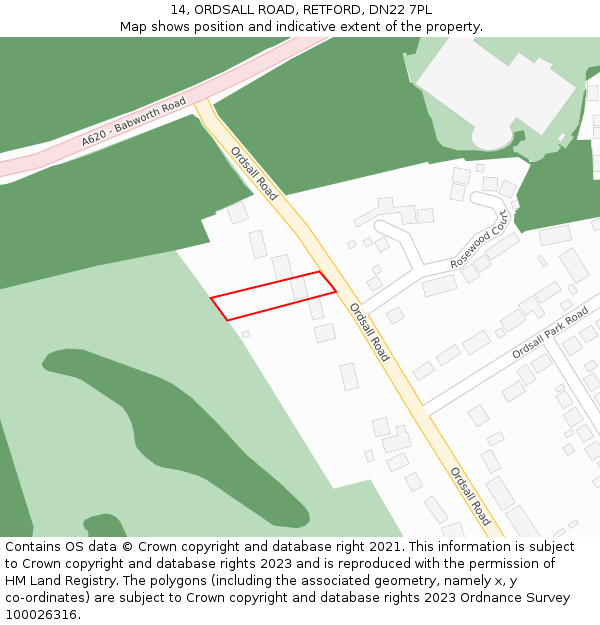 14, ORDSALL ROAD, RETFORD, DN22 7PL: Location map and indicative extent of plot